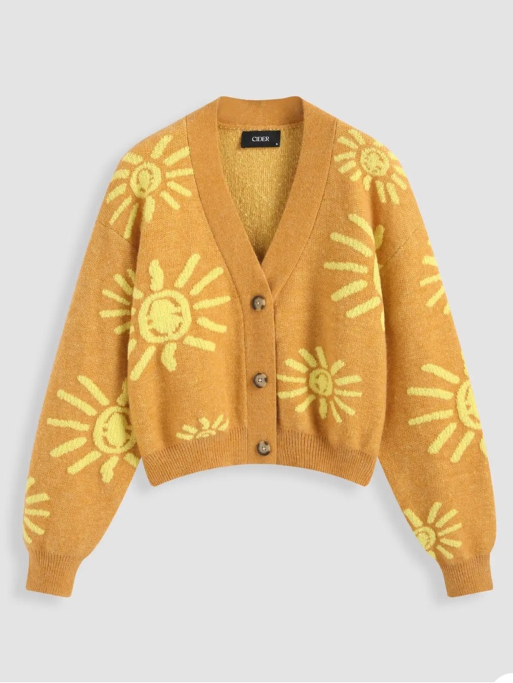 Cider Orange & Yellow Sun Catcher Graphic Knit Cardigan XL